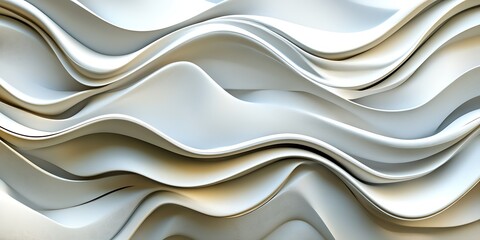 Obraz premium Abstract white waves, flowing design, background texture, website banner.
