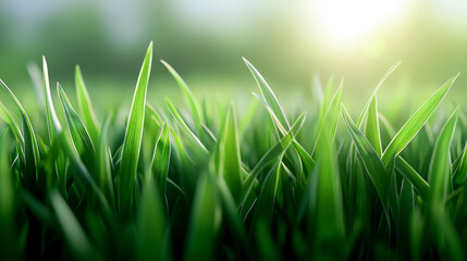 Obraz premium Close-up of lush green grass in sunlight