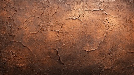 Fototapeta premium Textured brown cracked wall surface with metallic sheen