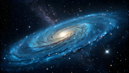Beautiful Spiral Galaxy with Bright Stars and Cosmic Dust
