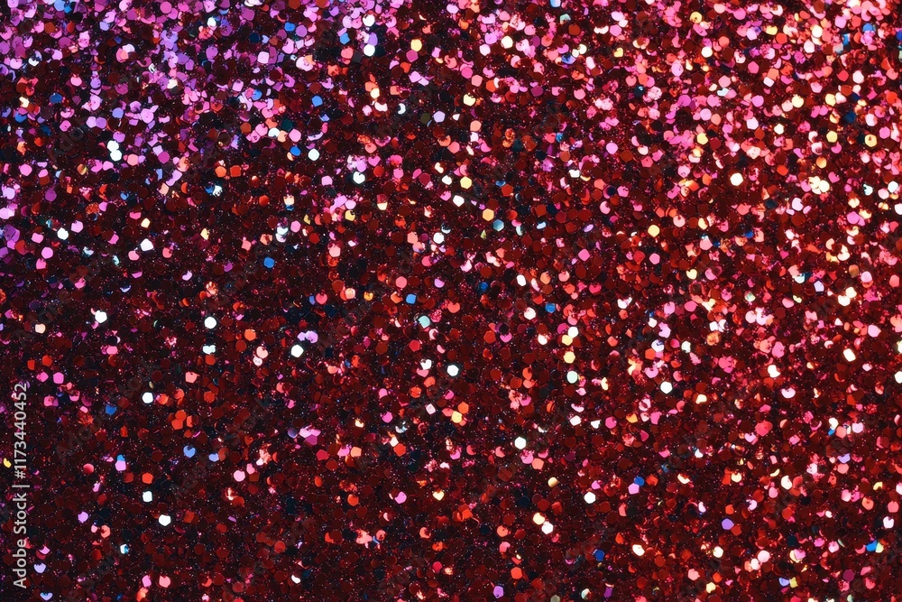 Poster this captivating image features a vibrant red and pink glittering background with shimmering light e