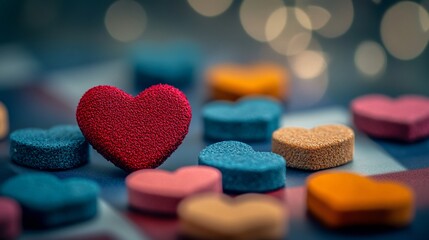 Obraz premium Colorful Heart-Shaped Candy Valentine's Day