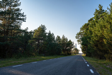 Countryside road leading to the Tahkuna Lighthouse in Hiiumaa, Estonia