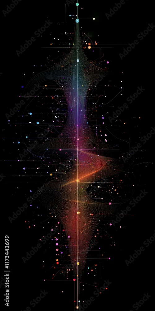 Aufkleber abstract digital network visualization with silhouette effect and dark background