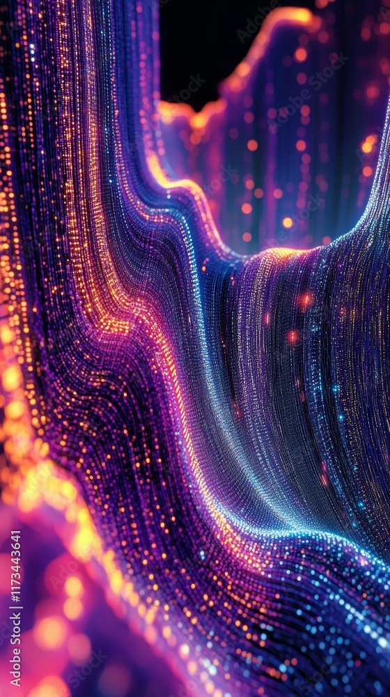 Poster abstract vibrant big data background with colorful waves and patterns for technology and innovation 
