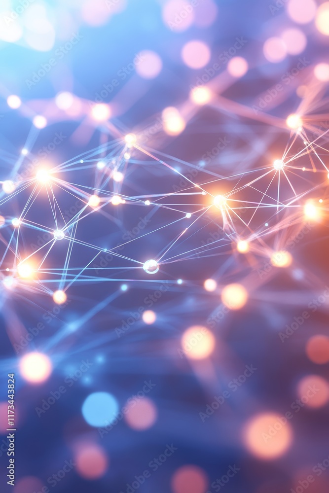Poster realistic visualization of big data networks with vibrant colors and interconnected nodes for data a