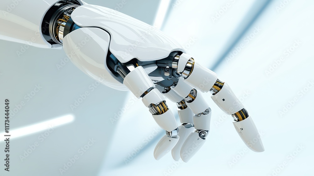 Poster robotic hand in room, exploring the advancements of artificial intelligence and automation in modern