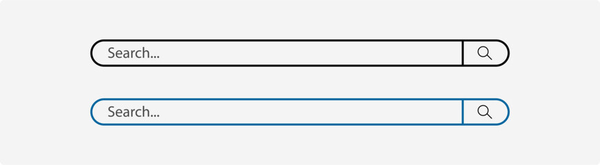 Search box with wide input space. Internet search box.. Search bar web page internet browser button, search box