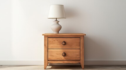 vintage wooden lamp on bedside table