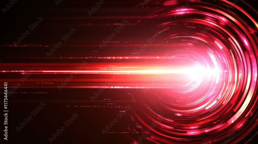 Poster red abstract background with dynamic light rays, vivid and radiant display of color energy