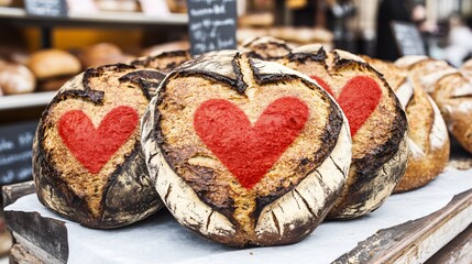 Artisan Bread with Heart Design Valentines Day Bakery
