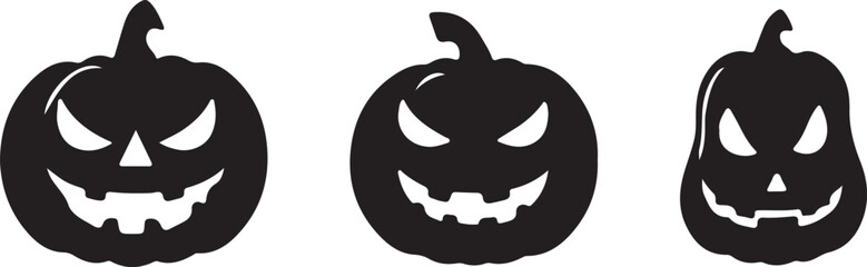Pumpkin silhouette vector art illustration. Black and white Pumpkin vector illustration.