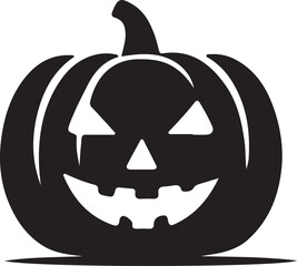 Pumpkin silhouette vector art illustration. Black and white Pumpkin vector illustration.