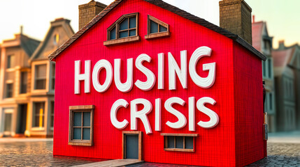 Housing Crisis Conceptual Image of Supply and Demand Challenges in Real Estate Market