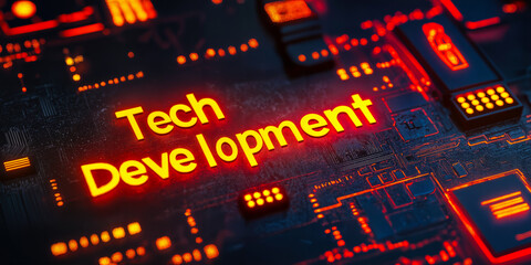 Fototapeta premium AI Innovation in Tech Development: 3D Text Banner for Digital Platforms and Tools