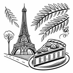 Parisian Christmas Pamonha pastry Black silhouette