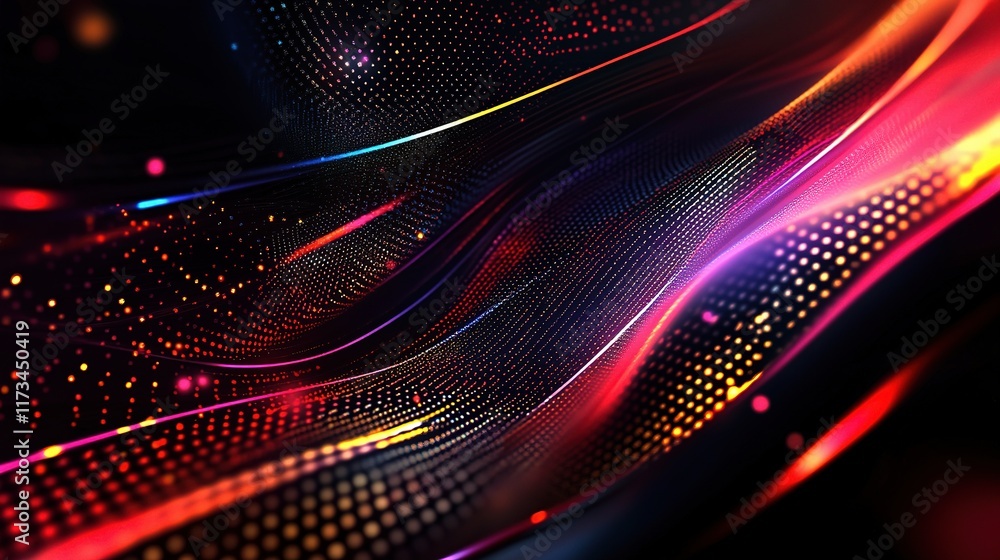 Poster vibrant abstract technology background with glowing lines and dots