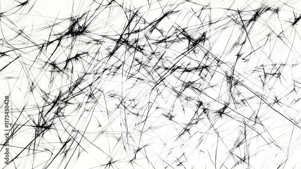 Poster intricate abstract line art featuring dynamic black geometric patterns on a white background, perfec