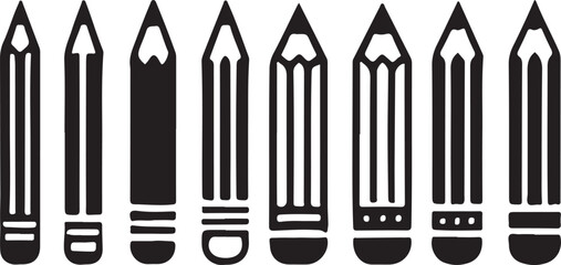 Pencil silhouette vector. Set of vector black outline pencil icon. Pencil vector illustration isolated on a white background