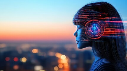 Woman immersed in music, highquality image of person listening with headphones