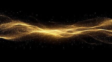 Ethereal Golden Waves of Light Traveling Through a Dark Space