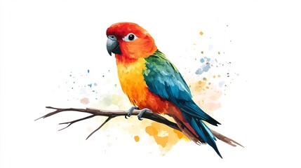 Obraz premium Vibrant Scarlet Macaw Parrot Perching on Tree Branch in Tropical Forest