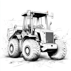 Fototapeta premium simple linear coloring image for coloring car on white background