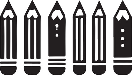 Pencil silhouette vector. Set of vector black outline pencil icon. Pencil vector illustration isolated on a white background