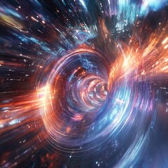 Fototapeta premium A mesmerizing cosmic vortex with swirling colors and dynamic energy, capturing the essence of a futuristic space scene.