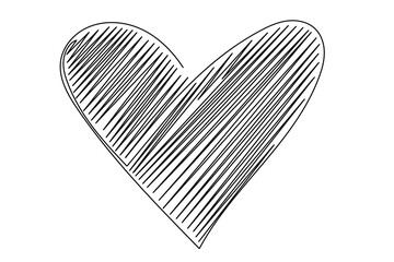 Line Art Wavy Heart Shape Icon. Romantic Minimalist Black Silhouette Contour. Valentine Day or Wedding Greeting Card Background. Shop Advertising Decoration Wallpaper One Continuous Line Drawn Element