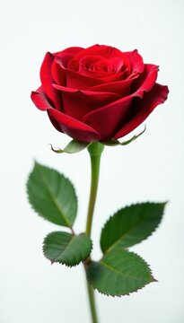 Close-up of a velvety red rose against pure white, wallpaper, bloom, beauty