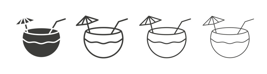 Coconut drink icon collection for website design, app, UI design.