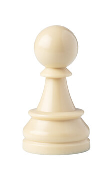 White pawn chess piece standing on white background