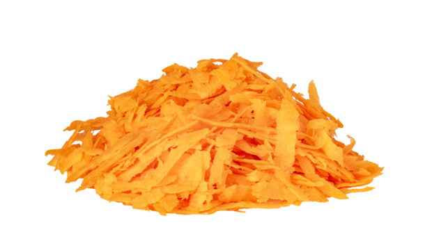 Grated carrots isolated on transparent background