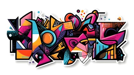 Vibrant Geometric Abstract Art Composition with Contrasting Shapes and Colors