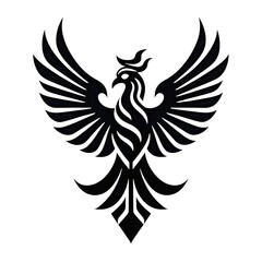 Obraz premium Tribal Black Phoenix Silhouette Design with Open Wings