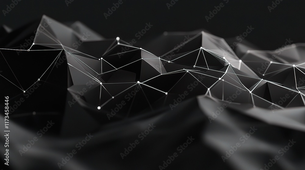 Aufkleber abstract polygonal space with dark background and low poly design