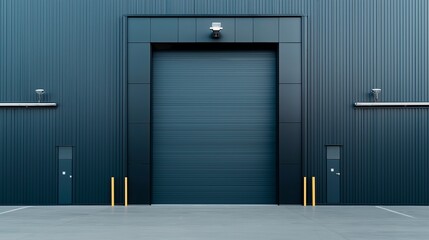Black door of warehouse