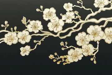 Elegant goldfoil new year card featuring spring blossoms design
