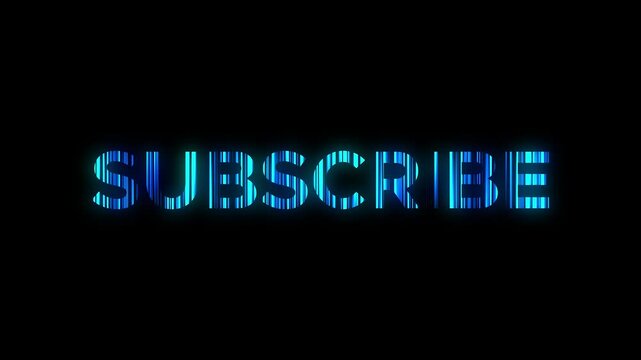 Subscribe word glowing technology 4k animation with black background subscribe blue lines effect HD creative logo animation