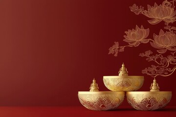 Lucky charms and golden ingots for chinese new year celebration