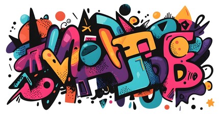 Colorful Graffiti Inspired Abstract Street Art Composition
