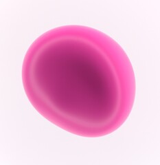 Abstract 3D illustration of a pink glossy drop on a white background. An image on the theme of biotechnology and cosmetics.