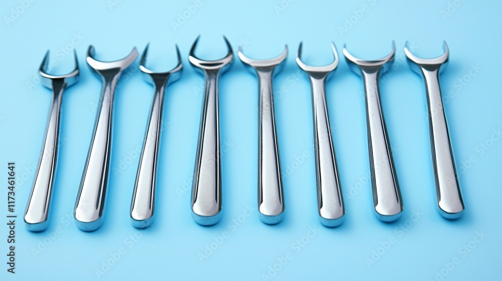 Poster close-up of robotic surgical instruments during a precision operation stock photo with side copy spa