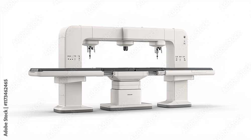 Poster detailed view of robotic surgical arms with precision tips in action stock photo with side copy spac