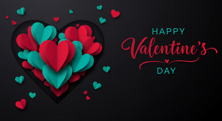 Valentine's Day : Heart-Shaped Layers in Red and Green: A Modern Valentine's Design