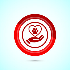 Pet friendly icon design illustration, Animal friendly label, badge, sign, symbol, Red Color Button Design