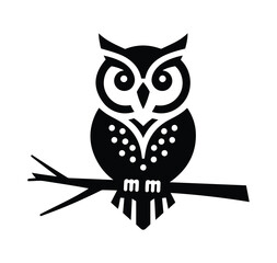 Owl silhouette icon  design vector art sitting on a branch