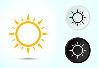 Sun icon design illustration, sunlight sign logo or weather icon