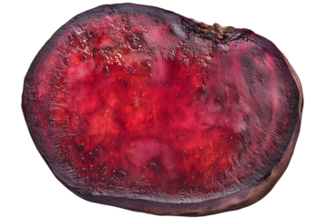a slice red beet isolated on a transparent background